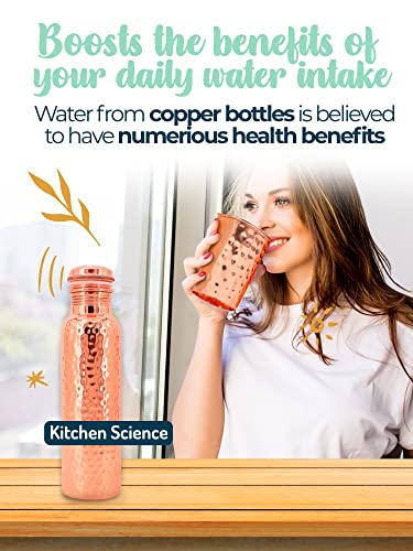 Kitchen Science Copper Water Bottle (32oz/950ml) w/ Copper Tumbler, Carrying Bag & Deco Sleeve | Pure Copper Bottle for Drinking Water | Lab-Tested, Leak-Proof | Authentic Ayurvedic Copper Bottle - The Beer Connoisseur® Store