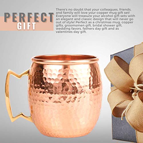 Kitchen Science [Gift Set] Moscow Mule Copper Mugs Set of 8 (16oz) w/ Straws & Jigger | 100% Pure Copper Cups, Tarnish-Resistant Food Grade Lacquered Finish, Ergonomic Handle (No Rivet) w/ Solid Grip - The Beer Connoisseur® Store