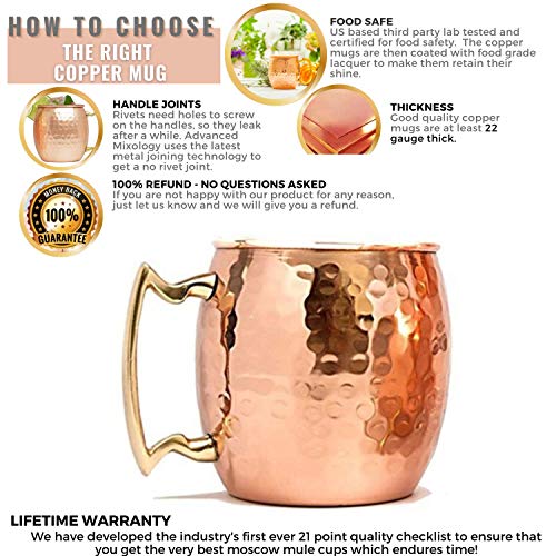 Kitchen Science [Gift Set] Moscow Mule Copper Mugs Set of 8 (16oz) w/ Straws & Jigger | 100% Pure Copper Cups, Tarnish-Resistant Food Grade Lacquered Finish, Ergonomic Handle (No Rivet) w/ Solid Grip - The Beer Connoisseur® Store