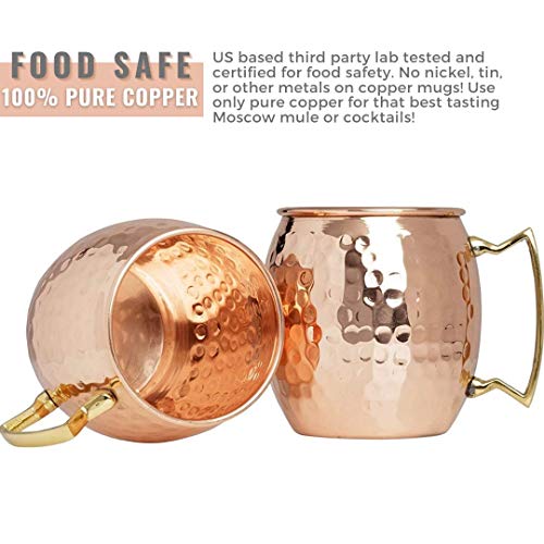 Kitchen Science [Gift Set] Moscow Mule Copper Mugs Set of 8 (16oz) w/ Straws & Jigger | 100% Pure Copper Cups, Tarnish-Resistant Food Grade Lacquered Finish, Ergonomic Handle (No Rivet) w/ Solid Grip - The Beer Connoisseur® Store