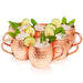 Kitchen Science Moscow Mule Copper Mugs Set of 6 (16oz) | Food Grade 100% Pure Copper Cups | Handcrafted w/ Lacquered Hammered Finish, Smooth Rounded Lip, Ergonomic Handle (No Rivet) w/ Solid Grip - The Beer Connoisseur® Store