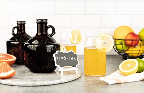 KooK Amber Glass Bottles, Growlers, with Black Plastisol Lined Lids, Beer, Soda, Cider, Kombucha, Set of 6, 32oz, - The Beer Connoisseur® Store