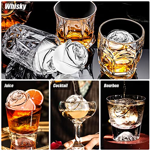 KooMall 3D Rose Ice Molds 2.5 Inch, Large Ice Cube Trays, Make 4 Giant Cute Flower Shape Ice, Silicone Rubber Fun Big Ice Ball Maker for Cocktails Juice Whiskey Bourbon Freezer, Dishwasher Safe, Pink - The Beer Connoisseur® Store