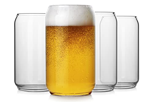Large Beer glasses,20 oz Can Shaped Beer Glasses Set of 4,Elegant Shaped Drinking Glasses is Ideal Gift,Tumbler Beer Glasses Great for Any Drink and Any Occasion - The Beer Connoisseur® Store