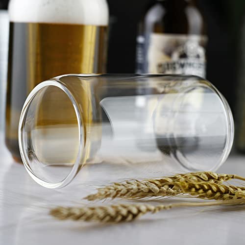 Large Beer glasses,20 oz Can Shaped Beer Glasses Set of 4,Elegant Shaped Drinking Glasses is Ideal Gift,Tumbler Beer Glasses Great for Any Drink and Any Occasion - The Beer Connoisseur® Store