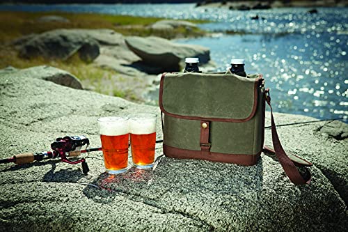 LEGACY - a Picnic Time brand Double Growler Insulated Tote, Khaki Green/Brown - The Beer Connoisseur® Store