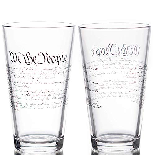 Lucky Shots United States Constitution Beer Pint Glass | 16 oz. Drinking Glasses | 360 Print We The People Beer Glasses - The Beer Connoisseur® Store