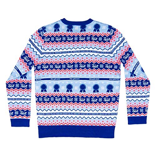 Mad Engine Pabst Fair Isle Beer Adult Unisex Holiday Ugly Christmas Sweater - The Beer Connoisseur® Store