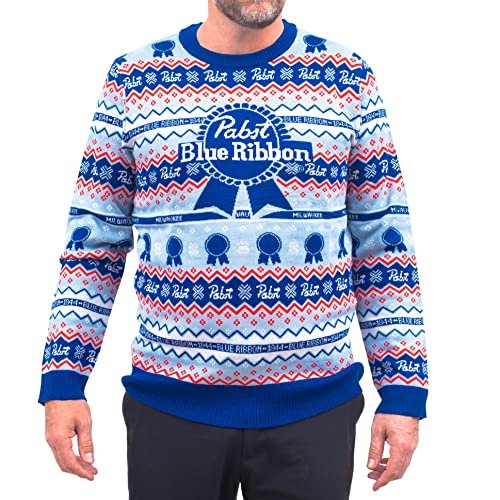 Mad Engine Pabst Fair Isle Beer Adult Unisex Holiday Ugly Christmas Sweater - The Beer Connoisseur® Store