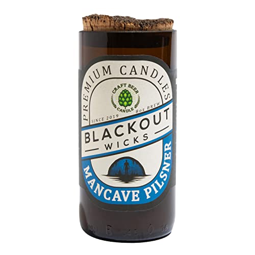 Mancave Pilsner Craft Beer Candles 8 oz | Natural Soy Wax Candle | Great Gift for Men, Mancave Essential | Made from 100% Recycled Beer Bottles - The Beer Connoisseur® Store