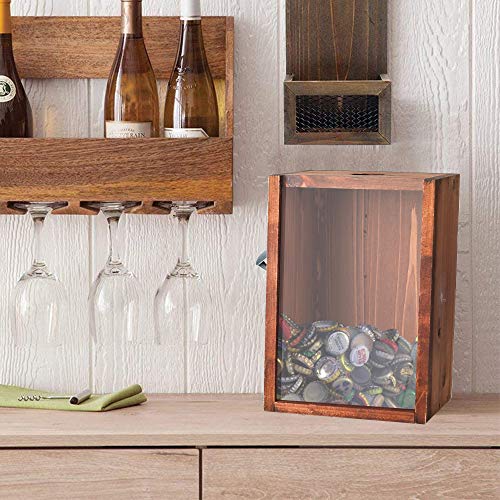 Mealivos Bottle Opener And Cap Saver – Classic Rustic Wood Standing Or Wall Mountable Metal Bar Bottle Opener With Beer And Soda Cap Collector - The Beer Connoisseur® Store