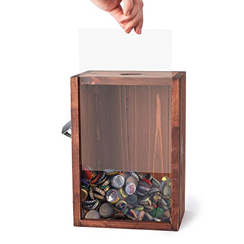 Mealivos Bottle Opener And Cap Saver – Classic Rustic Wood Standing Or Wall Mountable Metal Bar Bottle Opener With Beer And Soda Cap Collector - The Beer Connoisseur® Store