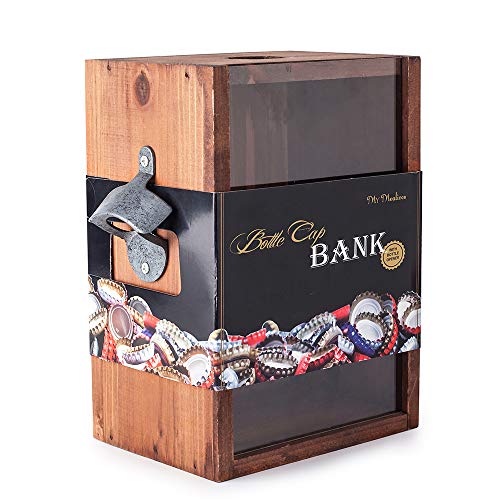 Mealivos Bottle Opener And Cap Saver – Classic Rustic Wood Standing Or Wall Mountable Metal Bar Bottle Opener With Beer And Soda Cap Collector - The Beer Connoisseur® Store