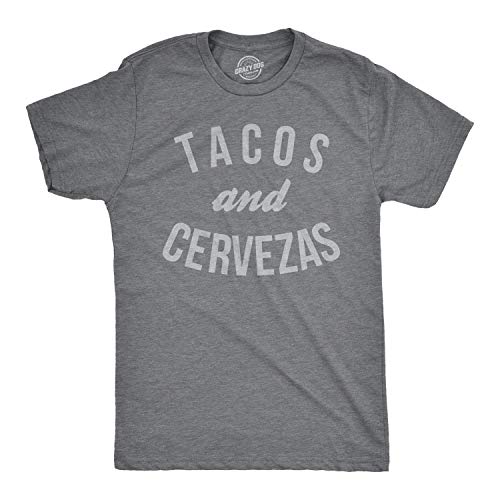 Mens Tacos and Cervezas Funny T Shirt for Vacation Sarcastic Humor Graphic Top (Dark Heather Grey) - L - The Beer Connoisseur® Store