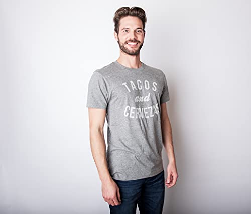 Mens Tacos and Cervezas Funny T Shirt for Vacation Sarcastic Humor Graphic Top (Dark Heather Grey) - L - The Beer Connoisseur® Store