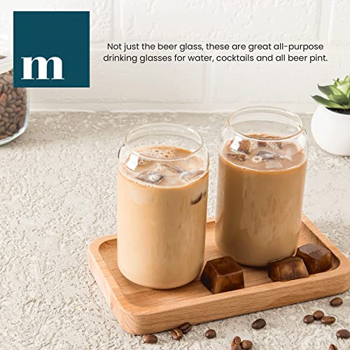 Modvera 16oz Can Shaped Glass Cups, 6 Pack Cups for Kitchen, Stylish Beer Can Glass, Soda Glassware Set, Iced Coffee Glasses, Tumbler Glasses for Drinking, Glass Cans for Wine, Whiskey & Iced Tea - The Beer Connoisseur® Store