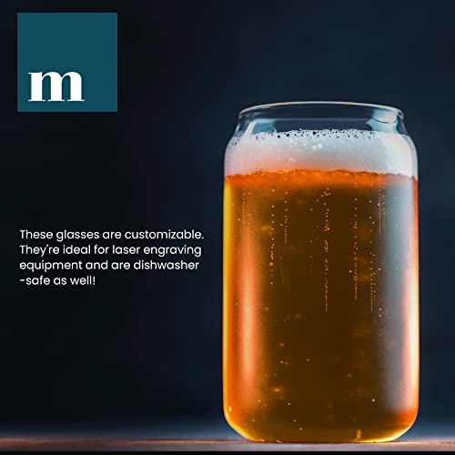 Modvera 16oz Can Shaped Glass Cups, 6 Pack Cups for Kitchen, Stylish Beer Can Glass, Soda Glassware Set, Iced Coffee Glasses, Tumbler Glasses for Drinking, Glass Cans for Wine, Whiskey & Iced Tea - The Beer Connoisseur® Store