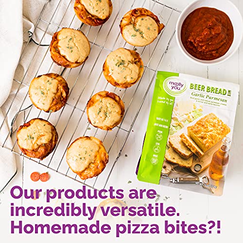 Molly & You Garlic Parmesan Beer Bread Mix (Pack of 1) - Gourmet, Artisan Bread Kit - No Bread Machine Needed - Just Add Beer or Soda - The Beer Connoisseur® Store