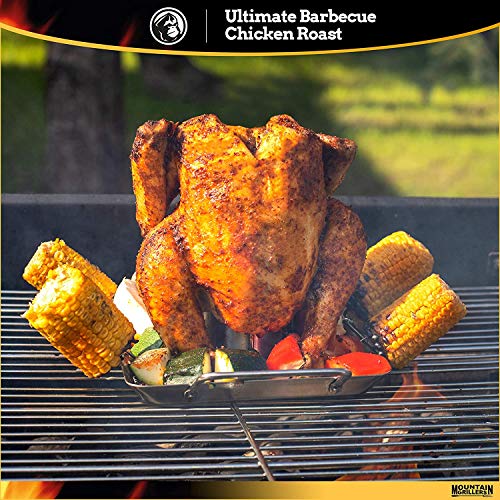 MOUNTAIN GRILLERS Beer Can Chicken Roaster Stand - Stainless Steel Holder - Barbecue Rack for The Grill, Oven or Smoker - Dishwasher Safe - Includes 4 Vegetable Spikes - The Beer Connoisseur® Store