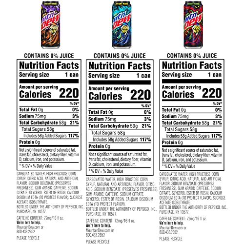 MTN DEW VOO-DEW® Variety Pack Soda Pop, 16 fl oz, 6 Pack Cans - The Beer Connoisseur® Store