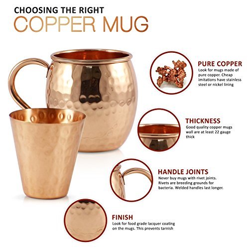 Mule Science Authentic Moscow Mule Copper Mugs Set of 16 (16oz) | Solid Barrel 100% Copper Cups Set w/ 16 Straws, 16 Coasters & 2 Shot Glasses | Handcrafted Tarnish-Resistant Food Grade Lacquer Coat - The Beer Connoisseur® Store