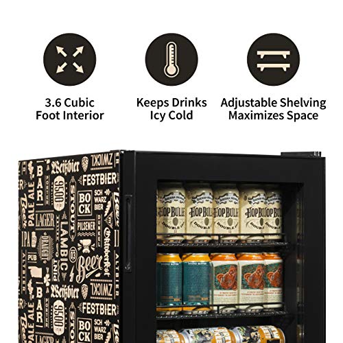 NewAir Limited Edition Beverage Refrigerator and Cooler “Beers of the World” with Glass Door, 126 Can Capacity Freestanding Mini Beer Fridge with SplitShelf™ and 7 Temperature Settings AB-1200BC1 - The Beer Connoisseur® Store