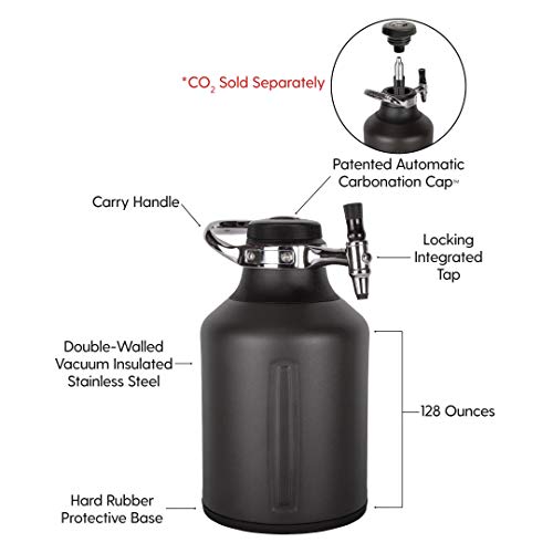 NHL, GrowlerWerks, uKeg Go Carbonated Growler and Craft Beverage Dispenser, Boston Bruins, Tungsten - The Beer Connoisseur® Store