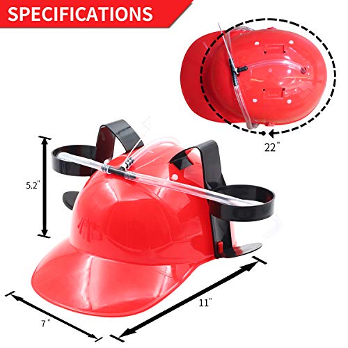 Novelty Place Drinking Helmet - Can Holder Drinker Hat Cap with Straw for Beer and Soda - Party Fun - Red - The Beer Connoisseur® Store
