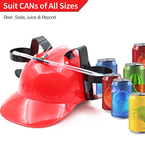 Novelty Place Drinking Helmet - Can Holder Drinker Hat Cap with Straw for Beer and Soda - Party Fun - Red - The Beer Connoisseur® Store