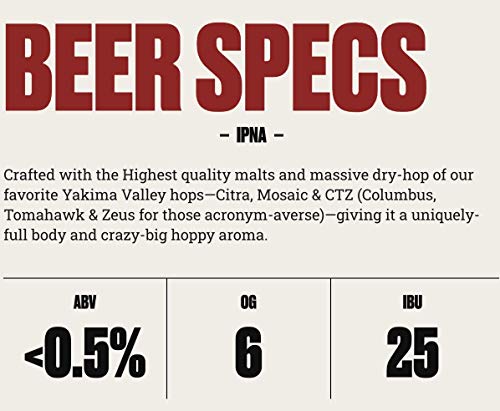 [ Pack of 6] Lagunitas IPNA IPA, Non Alcoholic NA, Full Flavored & Hop Forward - 12 Fl Oz - The Beer Connoisseur® Store