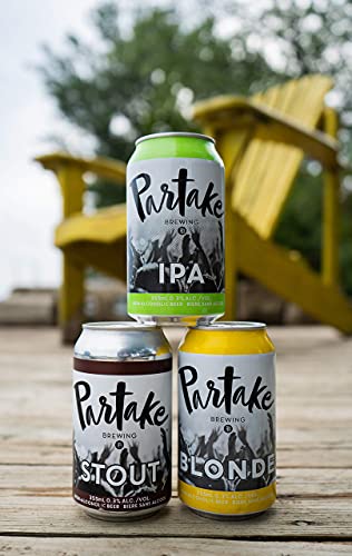 Partake Brewing Non Alcoholic Craft Brew, Blonde, 12 Pack - 12 Ounce Cans, Low Calorie, All Natural Ingredients - The Beer Connoisseur® Store