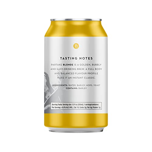 Partake Brewing Non Alcoholic Craft Brew, Blonde, 24 Pack - 12 Ounce Cans, Low Calorie, All Natural Ingredients - The Beer Connoisseur® Store