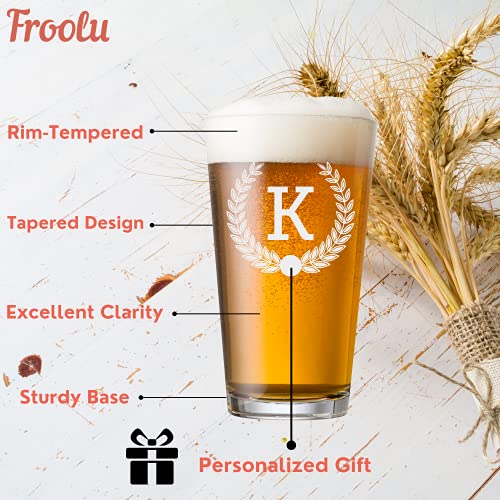 Personalized Beer Glass Gift Set - 9 Premium Etched Customizable Designs for Birthday, Anniversary, Housewarming, Wedding - Great Gift for Men, Women, Couples - Engraved by Froolu - The Beer Connoisseur® Store