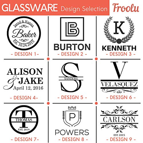 Personalized Beer Glass Gift Set - 9 Premium Etched Customizable Designs for Birthday, Anniversary, Housewarming, Wedding - Great Gift for Men, Women, Couples - Engraved by Froolu - The Beer Connoisseur® Store