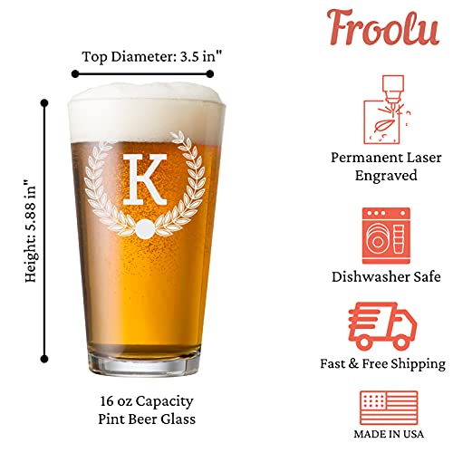 Personalized Beer Glass Gift Set - 9 Premium Etched Customizable Designs for Birthday, Anniversary, Housewarming, Wedding - Great Gift for Men, Women, Couples - Engraved by Froolu - The Beer Connoisseur® Store