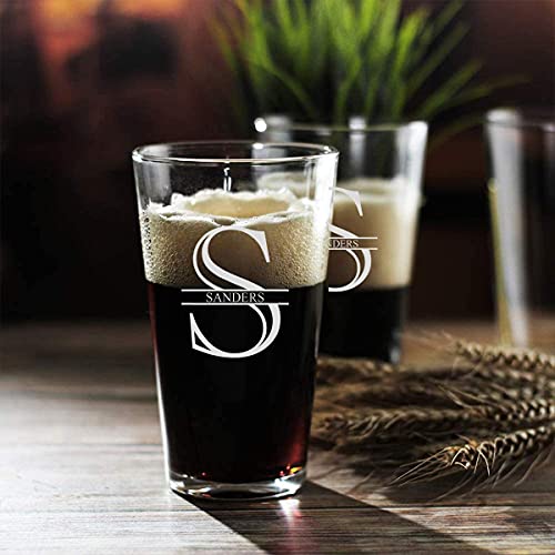 Personalized Beer Glass Gift Set - 9 Premium Etched Customizable Designs for Birthday, Anniversary, Housewarming, Wedding - Great Gift for Men, Women, Couples - Engraved by Froolu - The Beer Connoisseur® Store