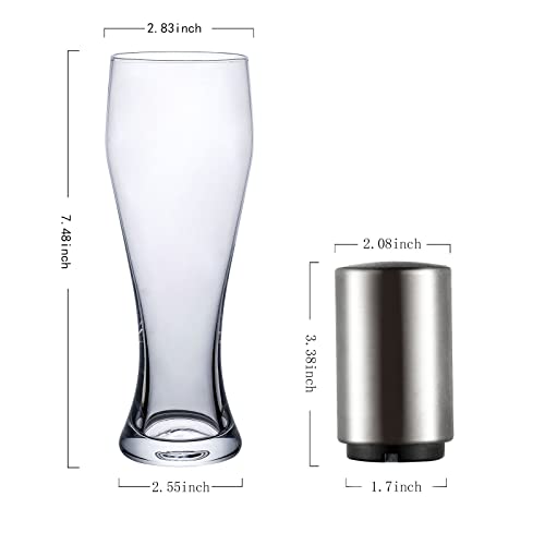 Pilsner Craft Beer Glasses with Beer Bottle Opener 16oz Beer Glasses Beer Glass Set Bar Glassware Pint Beer Glass Beer Glasses for Men Set of 4 - The Beer Connoisseur® Store