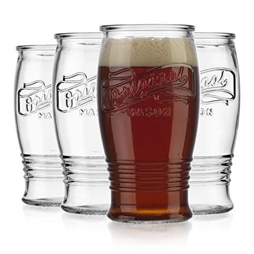 Pilsner Glasses 16 Oz. Beer Glasses By Glaver’s, Set Of 4 Tall Original Mason Glasses, Wheat Beer Pint Glasses, Drinking Cups For Juice, Smoothies, Beverages, Cocktail Drinkware, Dishware Safe. - The Beer Connoisseur® Store