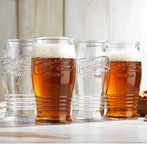 Pilsner Glasses 16 Oz. Beer Glasses By Glaver’s, Set Of 4 Tall Original Mason Glasses, Wheat Beer Pint Glasses, Drinking Cups For Juice, Smoothies, Beverages, Cocktail Drinkware, Dishware Safe. - The Beer Connoisseur® Store