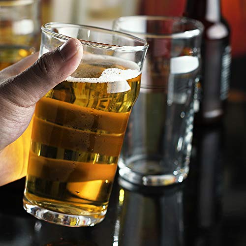Pint Glass,British Style Imperial Beer Glasses(Set of 2),English Pub style Ale glassware,Unique Design Lager Drinking Glasses,Easy Stacking in The Cupboard (18 oz Set of 2) - The Beer Connoisseur® Store
