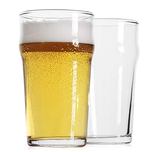 Pint Glass,British Style Imperial Beer Glasses(Set of 2),English Pub style Ale glassware,Unique Design Lager Drinking Glasses,Easy Stacking in The Cupboard (18 oz Set of 2) - The Beer Connoisseur® Store