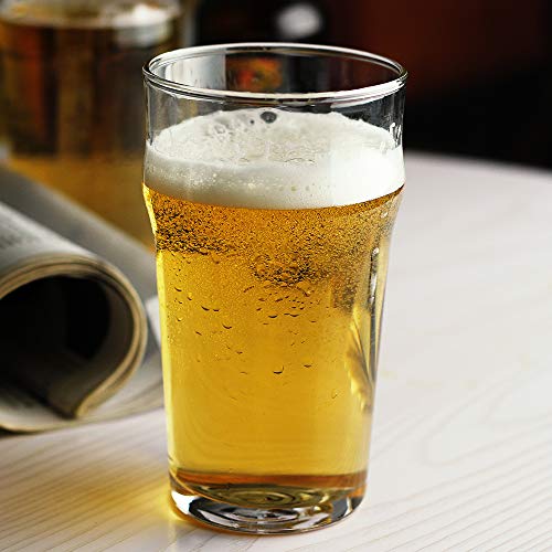 Pint Glass,British Style Imperial Beer Glasses(Set of 4),English Pub style Ale glassware,Unique Design Lager Drinking Glasses,Easy Stacking in The Cupboard (18 oz Set of 4) - The Beer Connoisseur® Store