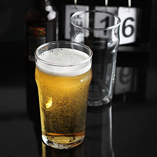 Pint Glass,British Style Imperial Beer Glasses(Set of 4),English Pub style Ale glassware,Unique Design Lager Drinking Glasses,Easy Stacking in The Cupboard (18 oz Set of 4) - The Beer Connoisseur® Store