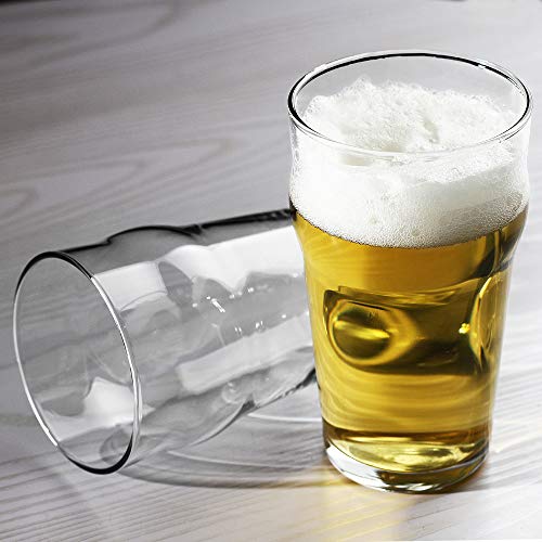 Pint Glasses,20oz British Beer Glass,Classics Craft Beer Glasses,Premium Beer Glasses Tumbler Set of 4, Pub Beer Glasses,Unique Design Beer Glasses Easy Stacking in The Cupboard - The Beer Connoisseur® Store