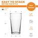 Pint Glasses,20oz British Beer Glass,Classics Craft Beer Glasses,Premium Beer Glasses Tumbler Set of 4, Pub Beer Glasses,Unique Design Beer Glasses Easy Stacking in The Cupboard - The Beer Connoisseur® Store