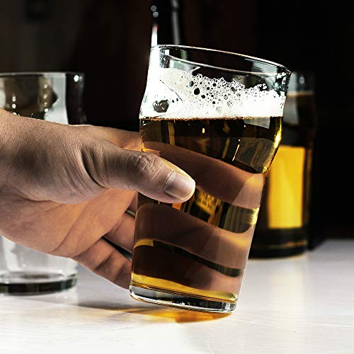Pint Glasses,20oz British Beer Glass,Classics Craft Beer Glasses,Premium Beer Glasses Tumbler Set of 4, Pub Beer Glasses,Unique Design Beer Glasses Easy Stacking in The Cupboard - The Beer Connoisseur® Store