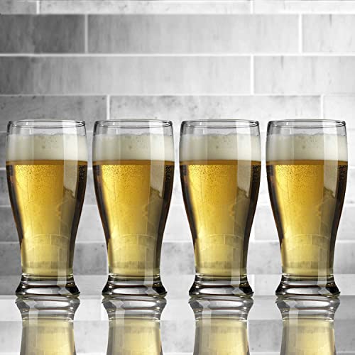 Premium Pilsner 19.25 Oz Beer Glasses Set Of 4 Pint Glasses By Glaver's, Tall Designed European Glass Tumbler Cups. For Bar, Cocktails, Beer, Soda, Juice, Beverages, Wheat, Ideal Gift For Men. - The Beer Connoisseur® Store