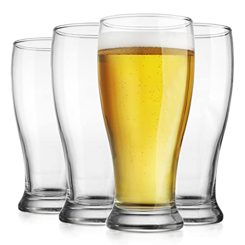 Premium Pilsner 19.25 Oz Beer Glasses Set Of 4 Pint Glasses By Glaver's, Tall Designed European Glass Tumbler Cups. For Bar, Cocktails, Beer, Soda, Juice, Beverages, Wheat, Ideal Gift For Men. - The Beer Connoisseur® Store