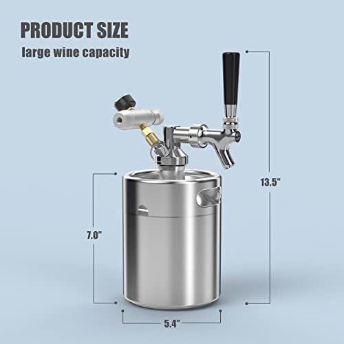 Pressurized Beer Mini Keg System 64oz Stainless Steel Growler Tap Easy Storage Under Pressure-Homebrew Growler Beer Dispenser Keeps Carbonation for Craft Beer, Draft and Homebrew - The Beer Connoisseur® Store