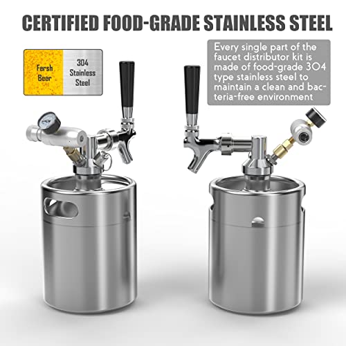 Pressurized Beer Mini Keg System 64oz Stainless Steel Growler Tap Easy Storage Under Pressure-Homebrew Growler Beer Dispenser Keeps Carbonation for Craft Beer, Draft and Homebrew - The Beer Connoisseur® Store